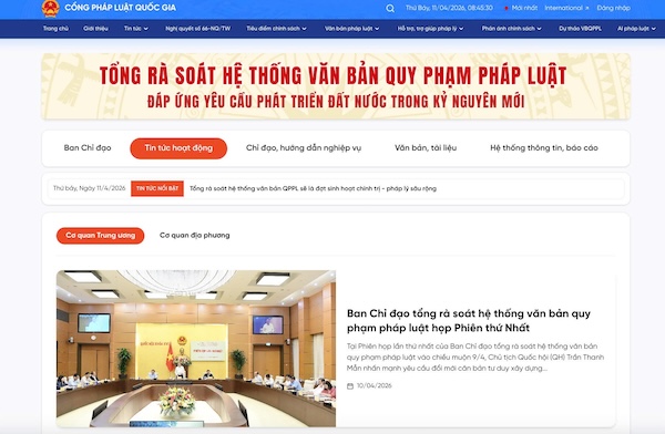 Khai trương chuyên mục “Tổng rà soát văn bản quy phạm pháp luật” trên Cổng Pháp luật quốc gia